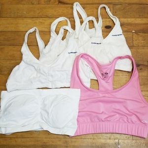 Lot of 4 sports bras and 1 tube top